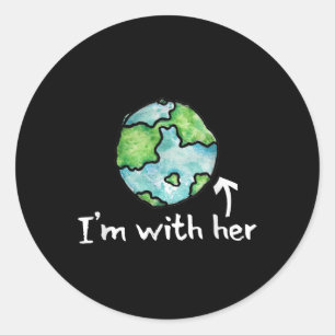Sticker Rond Je Suis Avec Sa Terre Jour des terres Artistique T