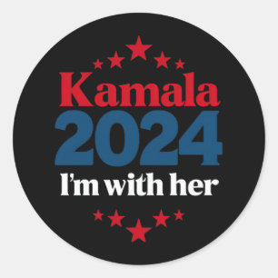 Sticker Rond Je suis avec son vote Kamala pour le président Kam