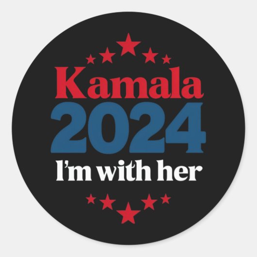 Sticker Rond Je suis avec son vote Kamala pour le président Kam (Devant)