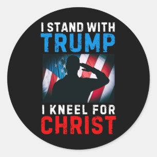 Sticker Rond Je Suis Avec Trump Est Mon Président Kneel Jesus C