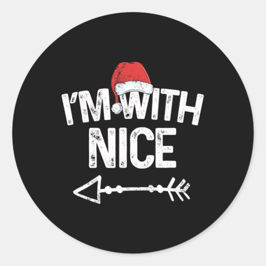 Sticker Rond Je suis avec un costume de couple de Noël joignabl (Devant)