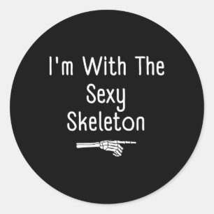 Sticker Rond Je suis avec Y Skeleton Halloween Costume drôle De