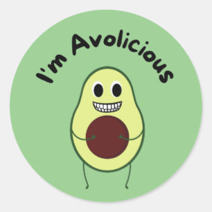Sticker Rond Je suis Avolicious - Funny Fruit Pun