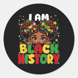 Sticker Rond Je suis Coquette de l'Histoire Noire Fille Afro-Am