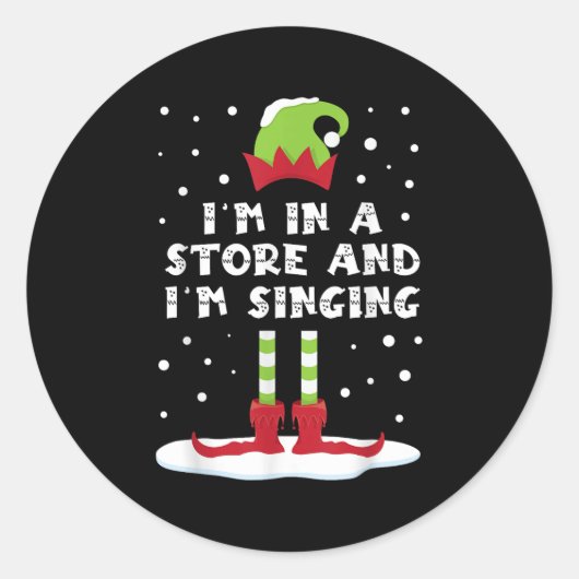 Sticker Rond Je suis dans un magasin et je chante Elf Matching  (Devant)