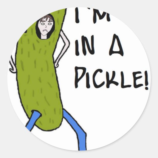 Sticker Rond Je suis dans un pickle (Devant)