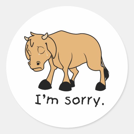 Sticker Rond Je suis désolé Brown Pleurer Triste Weeping Calf C (Devant)