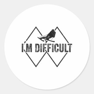 Sticker Rond Je suis difficile Funny Ski skieur de neige Ski de