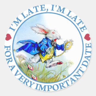 Sticker Rond Je suis en retard, je suis en retard pour un rende