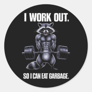 Sticker Rond Je Suis En Train De Manger Garbage Gym Raccoon Lif