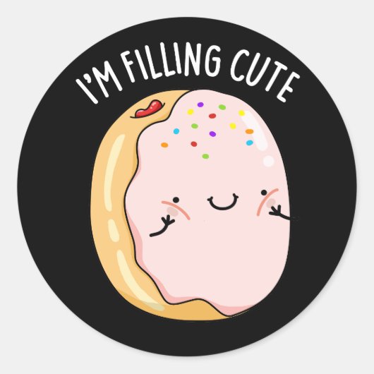 Sticker Rond Je suis en train de remplir mignonne Jelly Donut P (Devant)