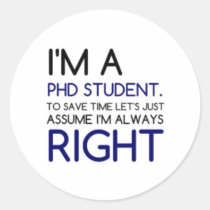 STICKER ROND JE SUIS ÉTUDIANT EN PHD