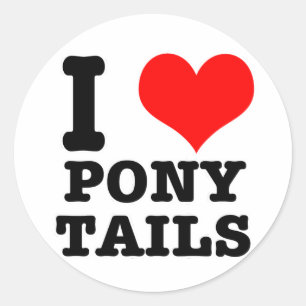 STICKER ROND JE SUIS FAN (J'AIME) DES QUEUES DE CHEVAL