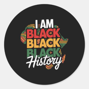 Sticker Rond Je suis fier de l'histoire noire Afro Mélanine Afr