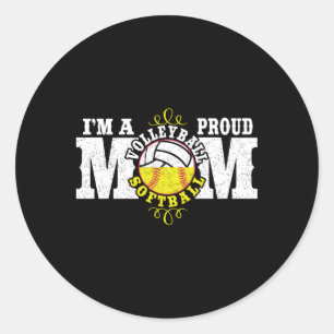 Sticker Rond Je Suis Fier De Volley-Ball Softball Maman