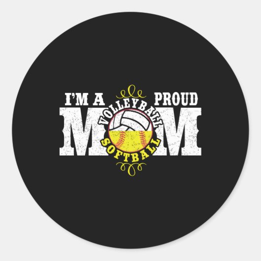 Sticker Rond Je Suis Fier De Volley-Ball Softball Maman (Devant)