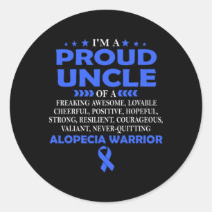 Sticker Rond Je suis fier oncle du guerrier Alopecia t