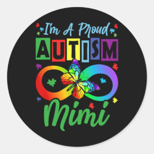 Sticker Rond Je Suis Fière De L'Autisme Mimi Papillons Autisme