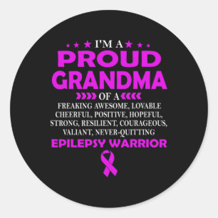 Sticker Rond Je suis fière grand-mère du guerrier épileptique t