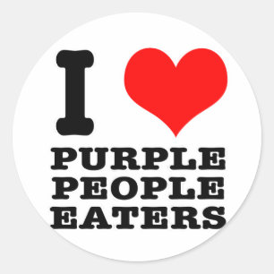 STICKER ROND JE SUIS FOU (J'AIME) DU PURPLE PEOPLE EATER