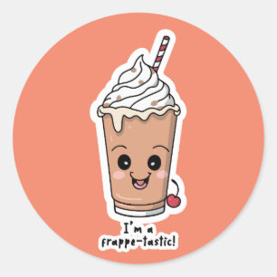 Sticker Rond Je suis Frappe-tastic   Frappe à la crème fouettée