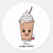 Sticker Rond Je suis Frappe-tastic | Frappe à la crème fouettée (Devant)