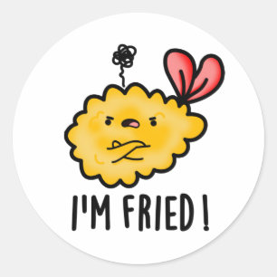 Sticker Rond Je suis Fried Funny Tempura Sushi Pun