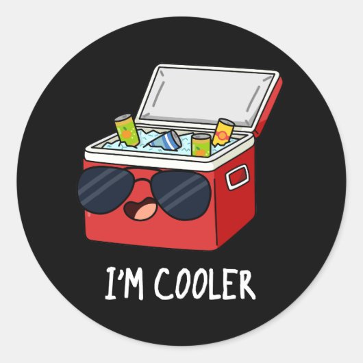 Sticker Rond Je suis Glacière Funny Ice Glacière Box Pun Dark B (Devant)