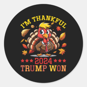 Sticker Rond Je suis heureux 2024 Trump a gagné le patriotique