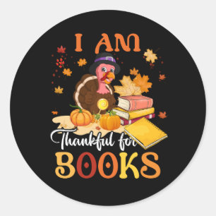 Sticker Rond Je Suis Heureux Pour Les Livres Automne Bibliothéc