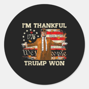 Sticker Rond Je suis heureux que Trump ait gagné Thanksgiving T
