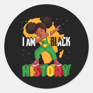 Sticker Rond Je Suis Histoire Noire Enfants Filles Femmes Histo