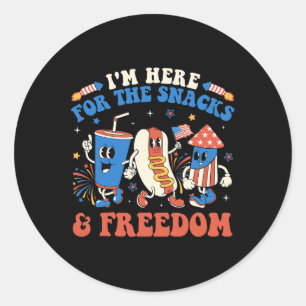 Sticker Rond Je suis ici pour les collations et la liberté garç