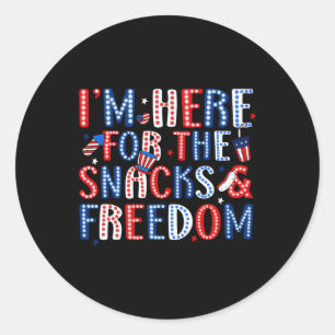 Sticker Rond Je suis ici pour les snacks et la liberté pour le