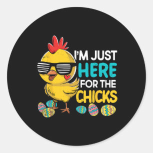 Sticker Rond Je Suis Ici Seulement Pour Les Poussins Pâques Gar