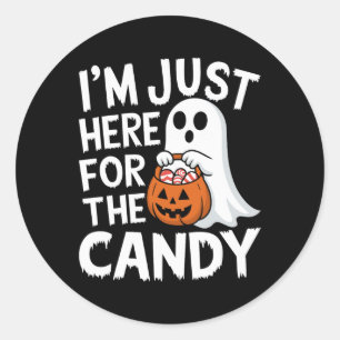 Sticker Rond Je suis juste ici pour le Candy Halloween Pun Loll