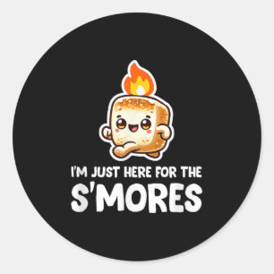 Sticker Rond Je Suis Juste Ici Pour Le Smores Camping Roasting
