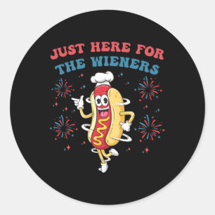 Sticker Rond Je suis juste ici pour les Wieners Funny 4 juillet