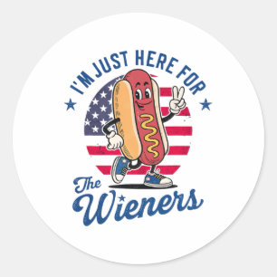 Sticker Rond Je suis juste ici pour les Wieners Patriotic Hot D