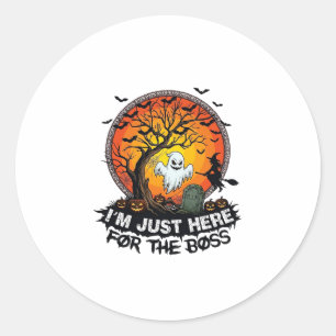 Sticker Rond Je suis juste là patron Halloween Fantôme Sorcière