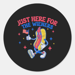 Sticker Rond Je suis juste là pour les Wieners 4 juillet Hot Do