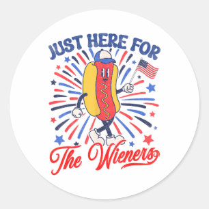 Sticker Rond Je suis juste là pour les Wieners 4 juillet Hot Do