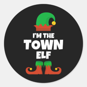 Sticker Rond Je suis La Famille des elfes de la ville Pyjama No