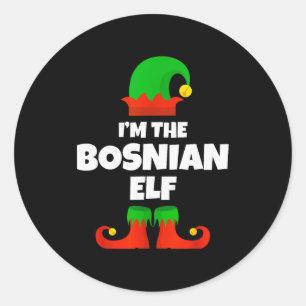 Sticker Rond Je suis la famille elfique bosniaque pyjama Noël d