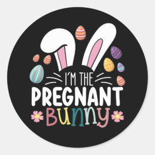 Sticker Rond Je suis la maman lapin enceinte de la famille de P