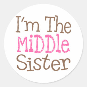 Sticker Rond Je suis la soeur moyenne (le rose)