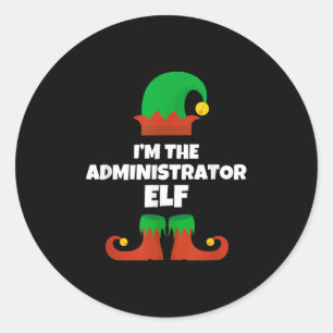 Sticker Rond Je suis l'administrateur Elf Family Pyjama Noël