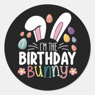 Sticker Rond Je suis L'Anniversaire Bunny Famille de Pâques