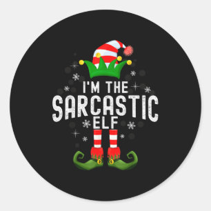 Sticker Rond Je suis le costume de lutin sarcastique de Noël po