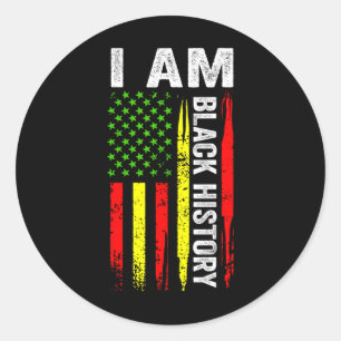 Sticker Rond Je suis le drapeau afro-américain du Mois de l'his